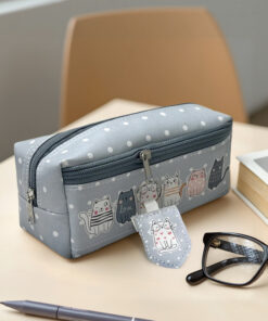 جامدادی مدل سه زیپ گربه فانتزی به همراه جاکلیدی